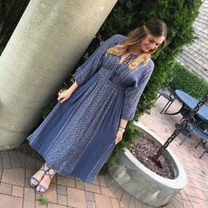 Free People Periwinkle Bell Sleeve Midi Dress